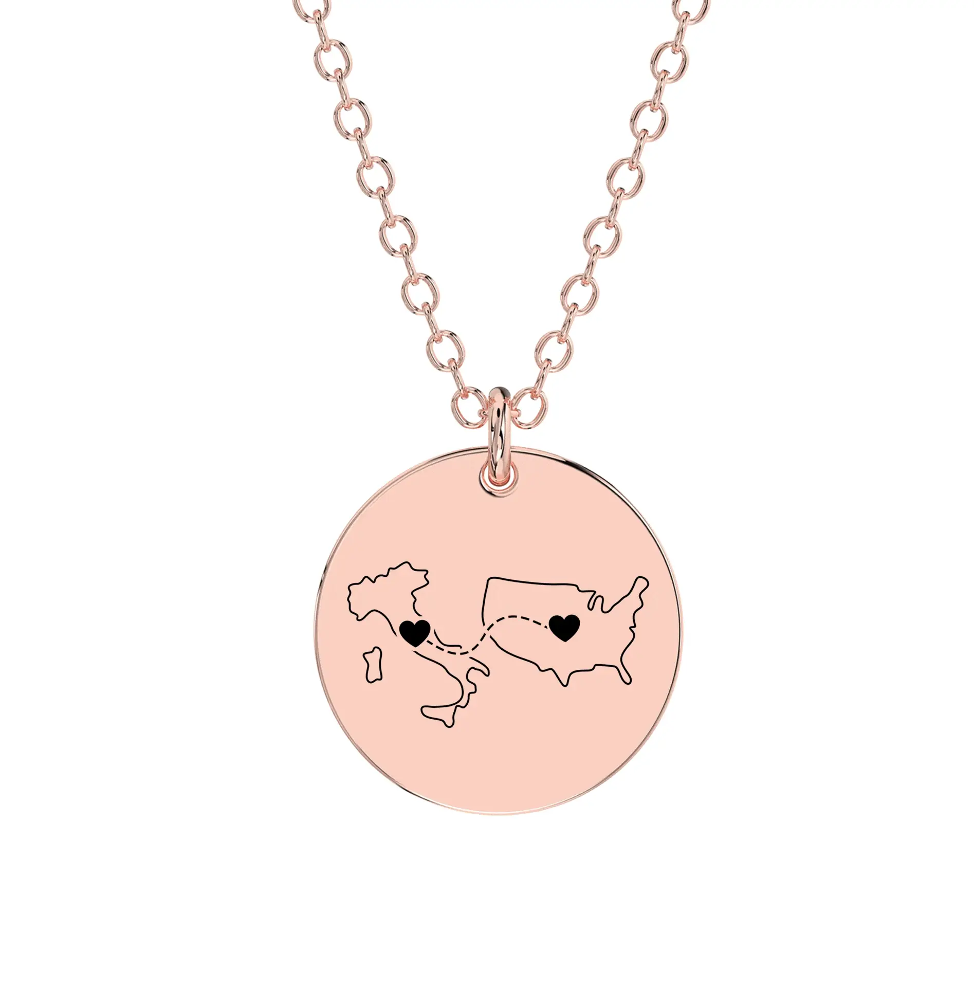 Dual Maps Engraved Necklace - Image 3